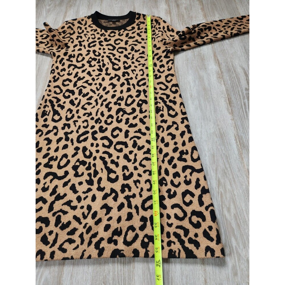 J.Crew Wool Blend Leopard Print Sweater Dress Womens S Long Sleeve Tan Black EUC - Picture 8 of 9